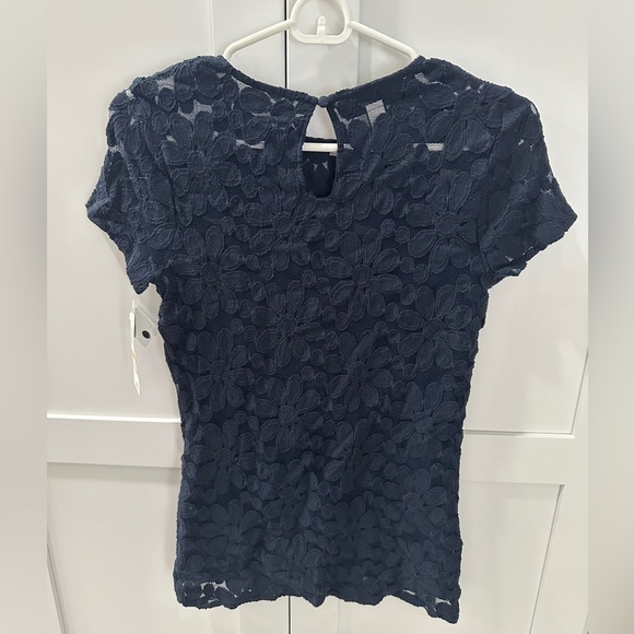 INC International Concepts Navy Blue Lace top Size Small - Picture 4 of 4